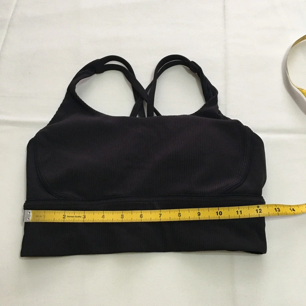 Lululemon Energy Bra Longline Womens Size 8 Black Ribbed Crisscross Strappy